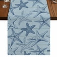thumbnail image 1 of Table Runners 48 Inches Long Dress Scarves, Navy Blue Starfish Farmhouse Kitchen/Dining Table Runner, Short Coffee Tablerunners, Coastal Ocean Summer Sea Nautical 13x48 Inch, 1 of 9