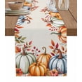 thumbnail image 1 of Table Runners 48 Inches Long Dress Scarves, Orange Blue Pumpkins Fall Farmhouse Kitchen/Dining Table Runner, Short Coffee Tablerunners, Thanksgiving Fallen Leaves 13x48 Inch, 1 of 7