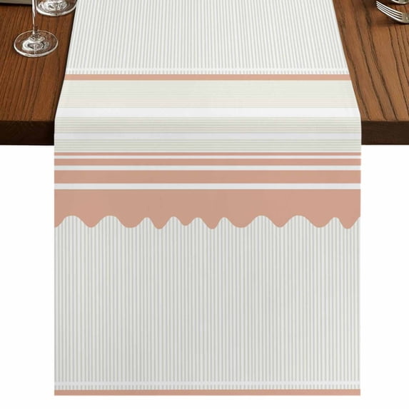 Table Runners 48 Inches Long Dress Scarves, Orange Striped Farmhouse Kitchen/Dining Table Runner, Short Coffee Tablerunners, Abstract Modern Geometric Stripes 13x48 Inch