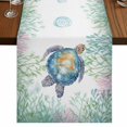 thumbnail image 1 of Table Runners 48 Inches Long Dress Scarves, Sea Turtle Coastal Farmhouse Kitchen/Dining Table Runner, Short Coffee Tablerunners, Blue Green Summer Beach Coral 13x48 Inch, 1 of 9
