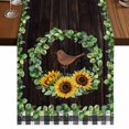 thumbnail image 1 of Table Runners 48 Inches Long Dress Scarves, Spring Eucalyptus Sunflower Farmhouse Kitchen/Dining Table Runner, Short Coffee Tablerunners, Farmhouse Birds Brown Wood 13x48 Inch, 1 of 9
