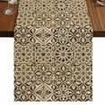 thumbnail image 1 of Table Runners 48 Inches Long Dress Scarves, Traditional Morocco Farmhouse Kitchen/Dining Table Runner, Short Coffee Tablerunners, Vintage Abstract Geometric Art Brown 13x48 Inch, 1 of 9