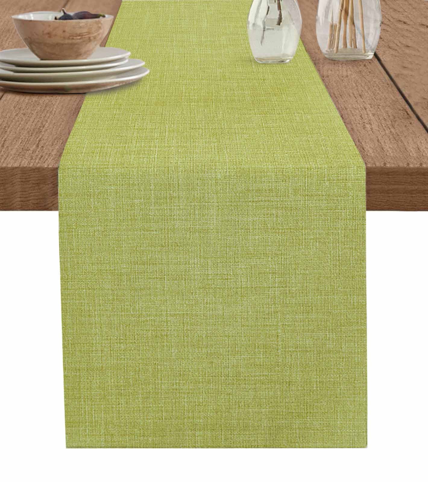 Table Runners 48 Inches Long Dress Scarves, Vintage Fruit Green Farmhouse Kitchen/Dining Table Runner, Short Coffee Tablerunners, Farmhouse Retro Solid Color Linen Texture 13x48 Inch