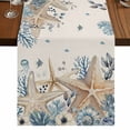 thumbnail image 1 of Table Runners 60 Inches Long Dress Scarves, Blue Beige Coastal Farmhouse Kitchen/Dining Table Runner, Small Coffee Tablerunners, Beach Starfish Summer Eucalyptus Rustic 13x60 Inch, 1 of 9
