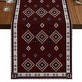 thumbnail image 1 of Table Runners 60 Inches Long Dress Scarves, Brown Boho Farmhouse Kitchen/Dining Table Runner, Small Coffee Tablerunners, Retro Farmhouse Abstract Geometric Ethnic Art 13x60 Inch, 1 of 9