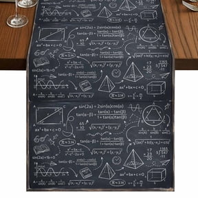 Table Runners 60 Inches Long Dress Scarves, Mathematics Equations Farmhouse Kitchen/Dining Table Runner, Small Coffee Tablerunners, Blackboard Math Numerical Geometric 13x60 Inch
