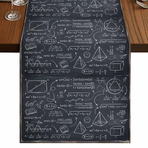 Table Runners 60 Inches Long Dress Scarves, Mathematics Equations Farmhouse Kitchen/Dining Table Runner, Small Coffee Tablerunners, Blackboard Math Numerical Geometric 13x60 Inch
