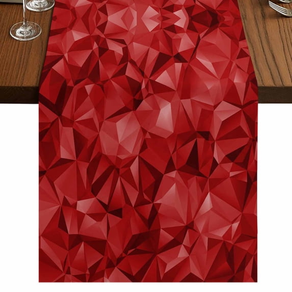 Table Runners 60 Inches Long Dress Scarves, Red Geometric Farmhouse Kitchen/Dining Table Runner, Small Coffee Tablerunners, Vintage Minimalism Abstract Aesthetic 13x60 Inch