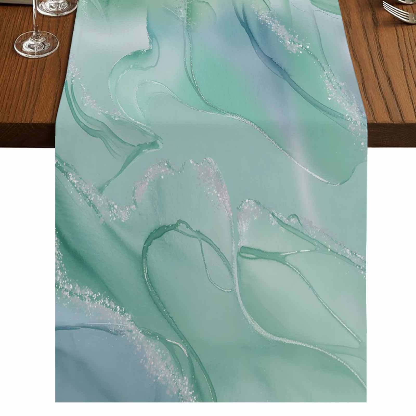 Table Runners 60 Inches Long Dress Scarves, Teal Blue Marble Farmhouse ...