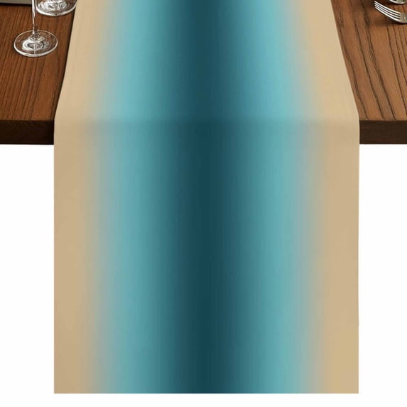 Table Runners 60 Inches Long Dress Scarves, Turquoise Yellow Ombre Farmhouse Kitchen/Dining Table Runner, Small Coffee Tablerunners, Farmhouse Modern Gradient Art 13x60 Inch