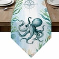 thumbnail image 1 of Table Runners 60 Inches Long, Octopus Coastal Cotton Linen Kitchen Dining Coffee Table Runner for Party Home Decor, Summer Beach Nautical Starfish Compass Tabletop Dresser Scarves Runner 13x60 Inch, 1 of 9