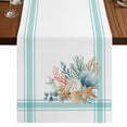 thumbnail image 1 of Table Runners 70 Inches Long Dress Scarves, Aqua Coastal Farmhouse Coffee/Dining/Kitchen Table Decor, Holiday Table Runner, Nautical Seashells Coral Leaves Stripes 13x70 Inch, 1 of 9
