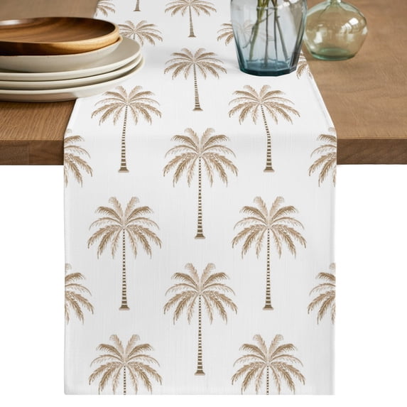 Table Runners 70 Inches Long Dress Scarves, Beige Palm Trees Farmhouse Coffee/Dining/Kitchen Table Decor, Holiday Table Runner, Tropical Summer Beach Botanical 13x70 Inch