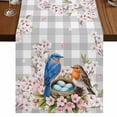 thumbnail image 1 of Table Runners 70 Inches Long Dress Scarves, Birds Floral Farmhouse Coffee/Dining/Kitchen Table Decor, Holiday Table Runner, Farmhouse Country Pink Flower Leaf Grey Plaid 13x70 Inch, 1 of 9