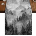 thumbnail image 1 of Table Runners 70 Inches Long Dress Scarves, Black Grey Mountain Farmhouse Coffee/Dining/Kitchen Table Decor, Holiday Table Runner, Misty Forest Nature Woodland Pine Tree Landscape 13x70 Inch, 1 of 9