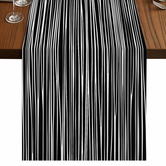 Table Runners 70 Inches Long Dress Scarves, Black Striped Farmhouse Coffee/Dining/Kitchen Table Decor, Holiday Table Runner, Retro Wave Lines Texture Simple 13x70 Inch