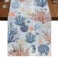 thumbnail image 1 of Table Runners 70 Inches Long Dress Scarves, Blue Coastal Farmhouse Coffee/Dining/Kitchen Table Decor, Holiday Table Runner, Coral Shell Starfish Seahorse Summer Beach 13x70 Inch, 1 of 9