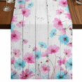 thumbnail image 1 of Table Runners 70 Inches Long Dress Scarves, Blue Pink Flowers Farmhouse Coffee/Dining/Kitchen Table Decor, Holiday Table Runner, Spring Garden Floral Gray Wooden 13x70 Inch, 1 of 9