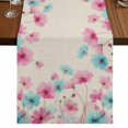 thumbnail image 1 of Table Runners 70 Inches Long Dress Scarves, Blue Pink Flowers Farmhouse Coffee/Dining/Kitchen Table Decor, Holiday Table Runner, Spring Garden Floral Rustic Burlap 13x70 Inch, 1 of 9