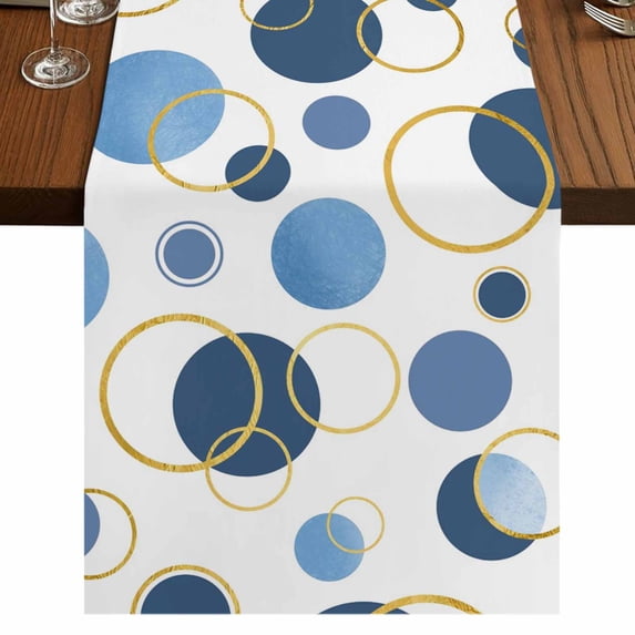 Table Runners 70 Inches Long Dress Scarves, Blue Polka Dots Farmhouse Coffee/Dining/Kitchen Table Decor, Holiday Table Runner, Modern Abstract Art 13x70 Inch