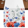 thumbnail image 1 of Table Runners 70 Inches Long Dress Scarves, Blue Red Flowers Farmhouse Coffee/Dining/Kitchen Table Decor, Holiday Table Runner, Elegant Spring Floral Butterfly Watercolor 13x70 Inch, 1 of 9