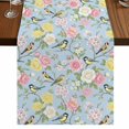 thumbnail image 1 of Table Runners 70 Inches Long Dress Scarves, Blue Spring Floral Farmhouse Coffee/Dining/Kitchen Table Decor, Holiday Table Runner, Elegant Farmhouse Flowers Birds Watercolor 13x70 Inch, 1 of 9