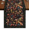 thumbnail image 1 of Table Runners 70 Inches Long Dress Scarves, Boho Black Flowers Farmhouse Coffee/Dining/Kitchen Table Decor, Holiday Table Runner, Spring Abstract Watercolor Floral Leaf 13x70 Inch, 1 of 9