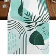 thumbnail image 1 of Table Runners 70 Inches Long Dress Scarves, Boho Geometric Farmhouse Coffee/Dining/Kitchen Table Decor, Holiday Table Runner, Aqua Ethnic Abstract Stripes Leaves 13x70 Inch, 1 of 9