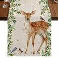 thumbnail image 1 of Table Runners 70 Inches Long Dress Scarves, Botanical Farmhouse Coffee/Dining/Kitchen Table Decor, Holiday Table Runner, Spring Leaves Flowers Deers Birds Country Biege 13x70 Inch, 1 of 9