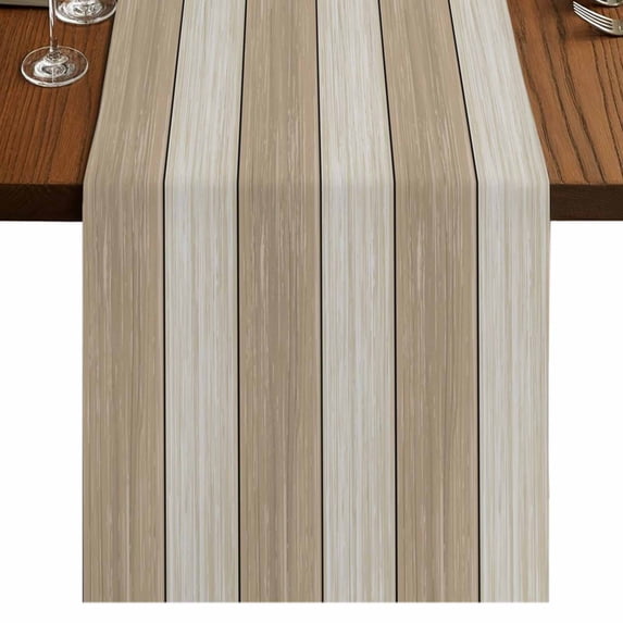 Table Runners 70 Inches Long Dress Scarves, Brown Ombre Wooden Farmhouse Coffee/Dining/Kitchen Table Decor, Holiday Table Runner, Farmhouse Retro Khaki Wood 13x70 Inch