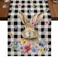 thumbnail image 1 of Table Runners 70 Inches Long Dress Scarves, Bunny Easter Farmhouse Coffee/Dining/Kitchen Table Decor, Holiday Table Runner, Black Plaid Spring Floral Pastoral Retro Art 13x70 Inch, 1 of 9