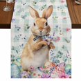 thumbnail image 1 of Table Runners 70 Inches Long Dress Scarves, Bunny Easter Farmhouse Coffee/Dining/Kitchen Table Decor, Holiday Table Runner, Spring Floral Rabbits Checkered Farmhouse 13x70 Inch, 1 of 9