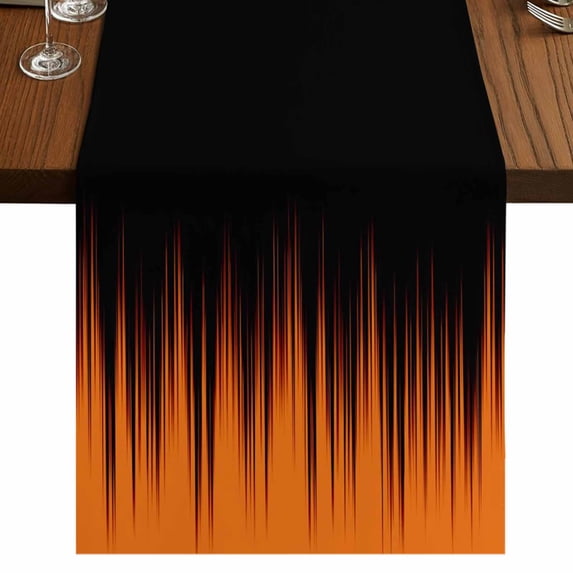 Table Runners 70 Inches Long Dress Scarves, Burnt Orange Black Ombre Farmhouse Coffee/Dining/Kitchen Table Decor, Holiday Table Runner, Modern Abstract Striped Gradient 13x70 Inch