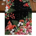 thumbnail image 1 of Table Runners 70 Inches Long Dress Scarves, Cardinal Bird Farmhouse Coffee/Dining/Kitchen Table Decor, Holiday Table Runner, Winter Poinsettia Pine Cones Berry Black 13x70 Inch, 1 of 9