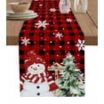 thumbnail image 1 of Table Runners 70 Inches Long Dress Scarves, Christmas Farmhouse Coffee/Dining/Kitchen Table Decor, Holiday Table Runner, Winter Snowman Snow Pine Tree Red Black Plaid 13x70 Inch, 1 of 7