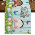 thumbnail image 1 of Table Runners 70 Inches Long Dress Scarves, Easter Farmhouse Coffee/Dining/Kitchen Table Decor, Holiday Table Runner, Spring Easter Eggs Bunny Farmhouse Wooden Grain 13x70 Inch, 1 of 9