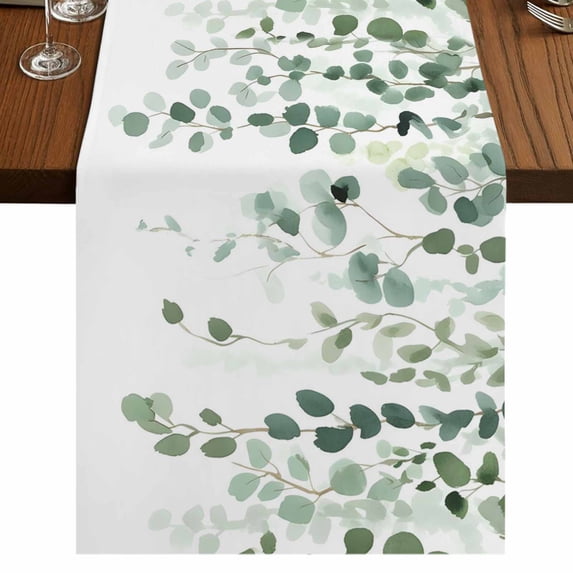 Table Runners 70 Inches Long Dress Scarves, Eucalyptus Leaf Sage Green Farmhouse Coffee/Dining/Kitchen Table Decor, Holiday Table Runner, Spring Weeping Leaves Botanical 13x70 Inch