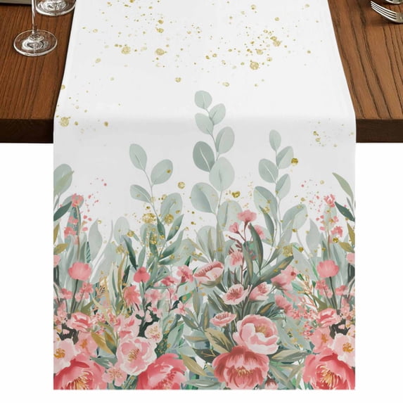 Table Runners 70 Inches Long Dress Scarves, Floral Leaves Farmhouse Coffee/Dining/Kitchen Table Decor, Holiday Table Runner, Summer Botanical Weeping Watercolor 13x70 Inch