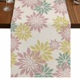 thumbnail image 1 of Table Runners 70 Inches Long Dress Scarves, Geometric Flower Farmhouse Coffee/Dining/Kitchen Table Decor, Holiday Table Runner, Vintage Country Floral Pink Green on Linen 13x70 Inch, 1 of 9