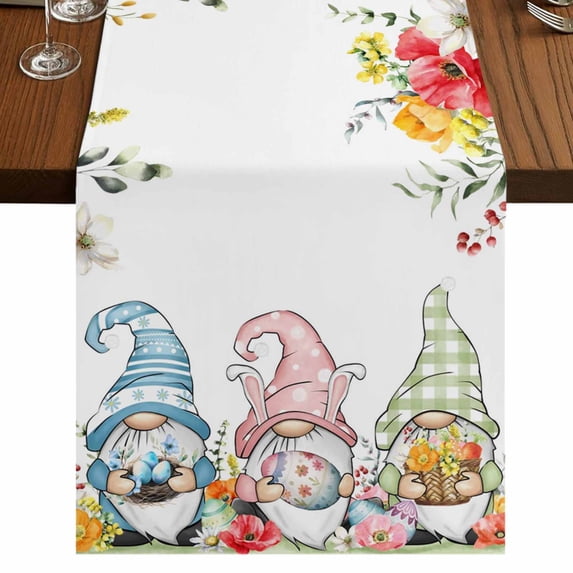 Table Runners 70 Inches Long Dress Scarves, Gnomes Easter Farmhouse Coffee/Dining/Kitchen Table Decor, Holiday Table Runner, Eucalyptus Spring Floral Weeping Eggs Farmhouse 13x70 Inch