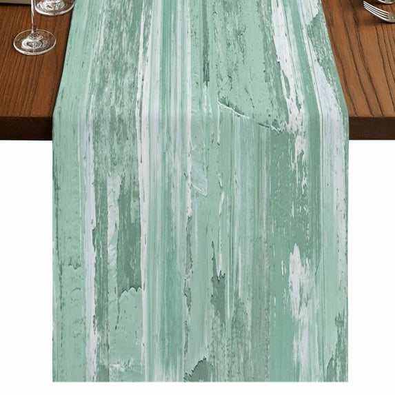Table Runners 70 Inches Long Dress Scarves, Green Abstract Farmhouse Coffee/Dining/Kitchen Table Decor, Holiday Table Runner, Vintage Geometric Gradient Oil Painting Modern 13x70 Inch