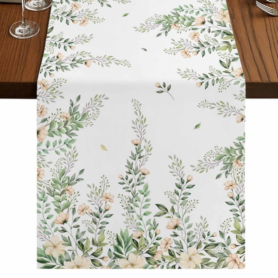 Table Runners 70 Inches Long Dress Scarves, Green Eucalyptus Leaves Farmhouse Coffee/Dining/Kitchen Table Decor, Holiday Table Runner, Spring Floral Weeping Farmhouse 13x70 Inch