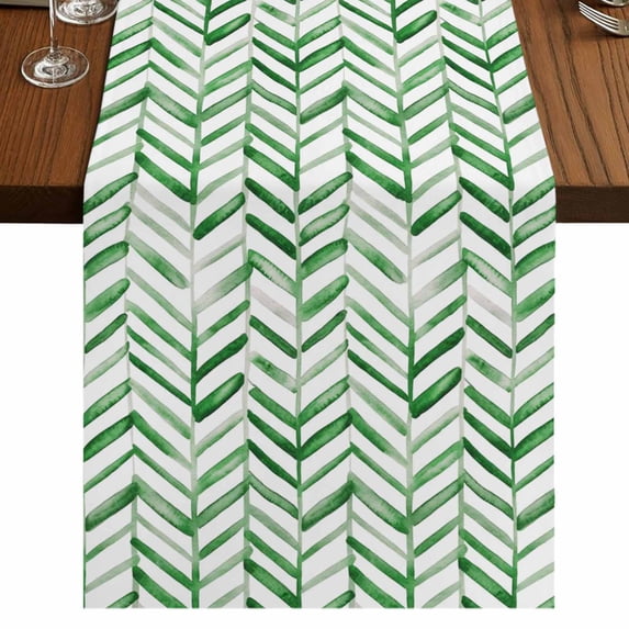 Table Runners 70 Inches Long Dress Scarves, Green Line Farmhouse Coffee/Dining/Kitchen Table Decor, Holiday Table Runner, Vintage Abstract Geometric Stripes Watercolor 13x70 Inch
