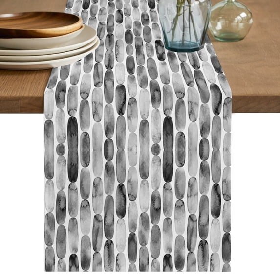 Table Runners 70 Inches Long Dress Scarves, Grey Black Farmhouse Coffee/Dining/Kitchen Table Decor, Holiday Table Runner, Ink Painting Modern Abstract Art 13x70 Inch
