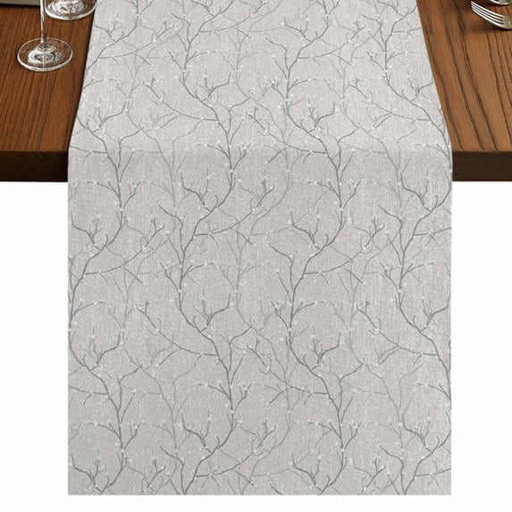 Table Runners 70 Inches Long Dress Scarves, Grey Branches Farmhouse Coffee/Dining/Kitchen Table Decor, Holiday Table Runner, Vintage Art Farmhouse 13x70 Inch