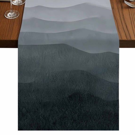 Table Runners 70 Inches Long Dress Scarves, Grey Coastal Wave Farmhouse Coffee/Dining/Kitchen Table Decor, Holiday Table Runner, Summer Ocean Nautical Beach Ombre 13x70 Inch