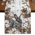 thumbnail image 1 of Table Runners 70 Inches Long Dress Scarves, Grey Rabbits Farmhouse Coffee/Dining/Kitchen Table Decor, Holiday Table Runner, Pine Cones Brown Plants Farmhouse Wooden 13x70 Inch, 1 of 9