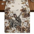 thumbnail image 1 of Table Runners 70 Inches Long Dress Scarves, Grey Rabbits Farmhouse Coffee/Dining/Kitchen Table Decor, Holiday Table Runner, Pine Cones Brown Plants Rustic Leaves Vintage 13x70 Inch, 1 of 9