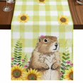 thumbnail image 1 of Table Runners 70 Inches Long Dress Scarves, Groundhog Day Farmhouse Coffee/Dining/Kitchen Table Decor, Holiday Table Runner, Yellow Plaid Sunflower Spring Floral 13x70 Inch, 1 of 9