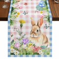 thumbnail image 1 of Table Runners 70 Inches Long Dress Scarves, Happy Easter Bunny Farmhouse Coffee/Dining/Kitchen Table Decor, Holiday Table Runner, Spring Floral Pink Blue Plaid 13x70 Inch, 1 of 9